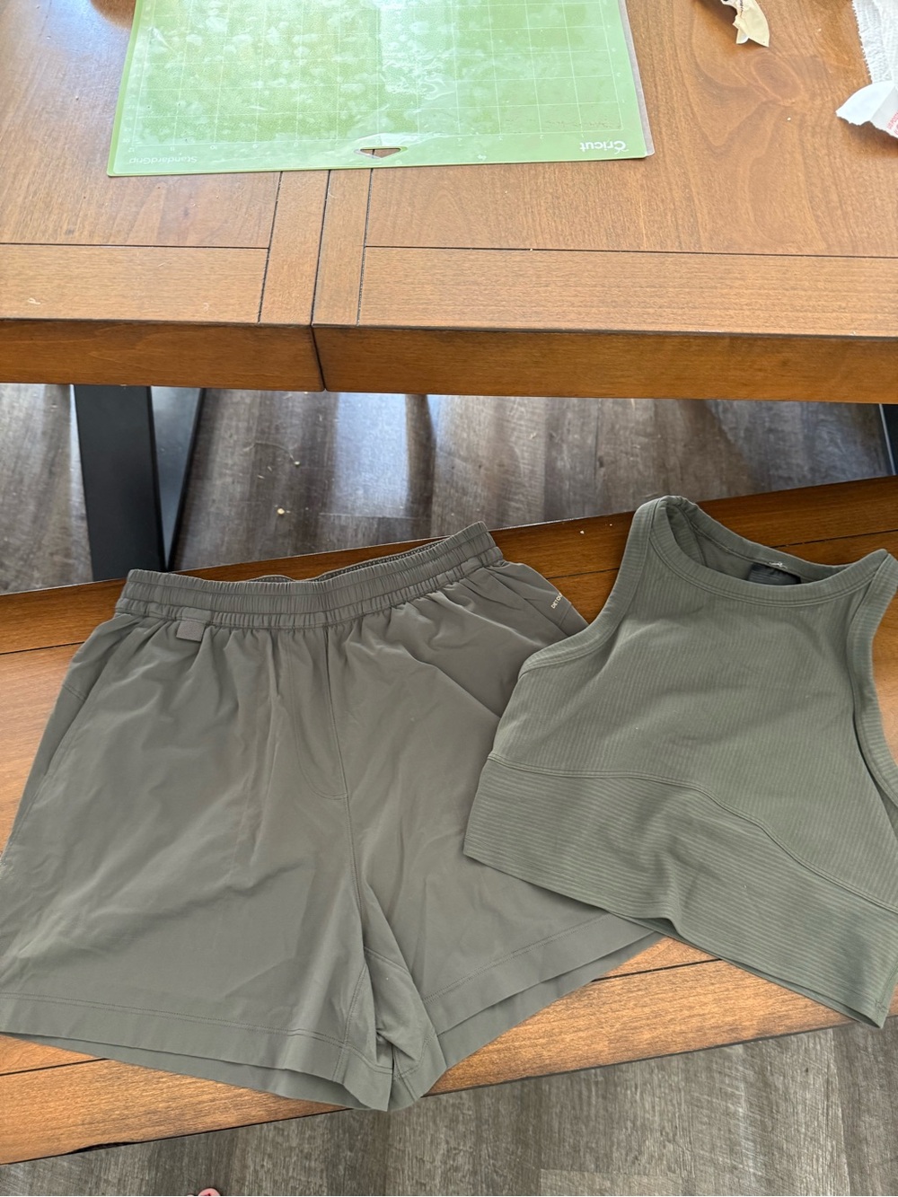 lululemon Olive Green Women's set.  Athletic Shorts